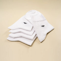 Young Wings Men's White Colour Cotton Fabric Solid Ankle Length Socks - Pack of 5, Style no. 2400-M1