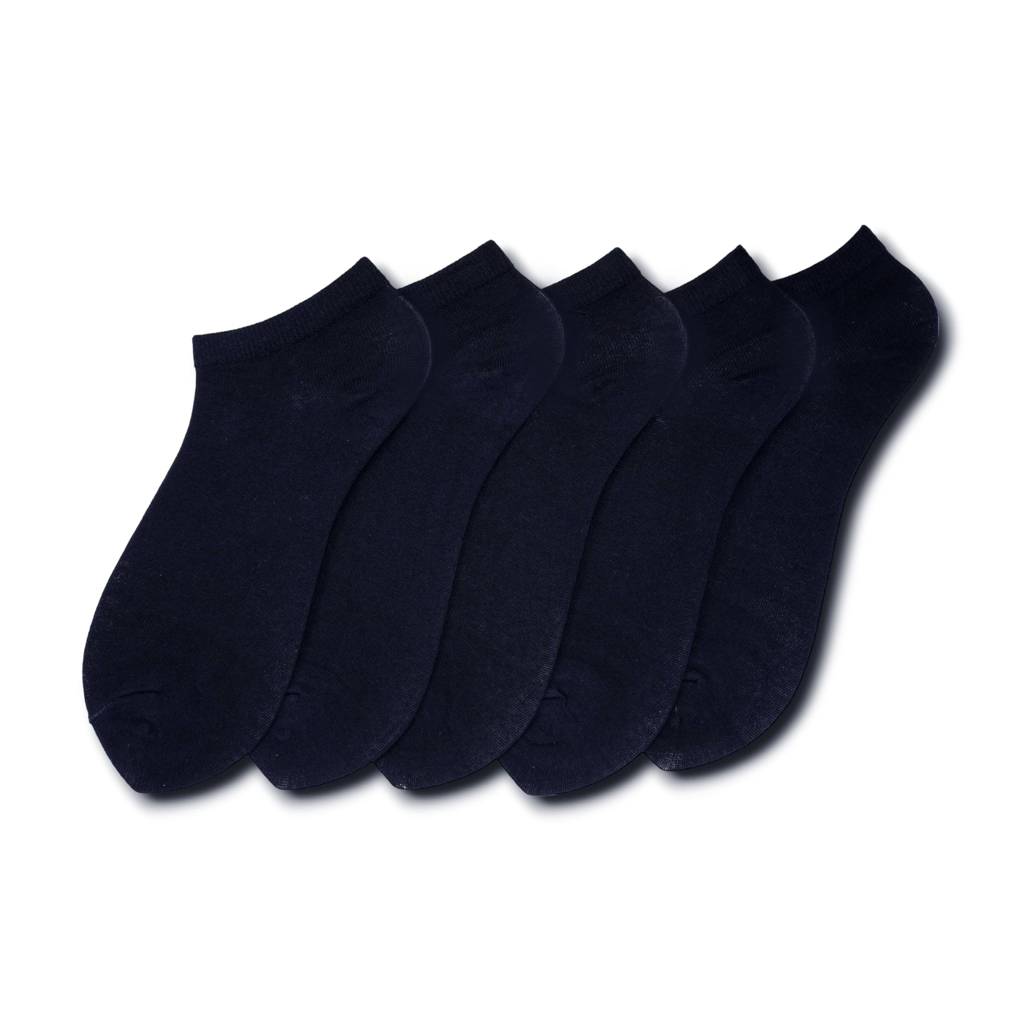 Young Wings Men's Navy Colour Cotton Fabric Solid Low Ankle Length Socks - Pack of 5, Style no. 1100-M1