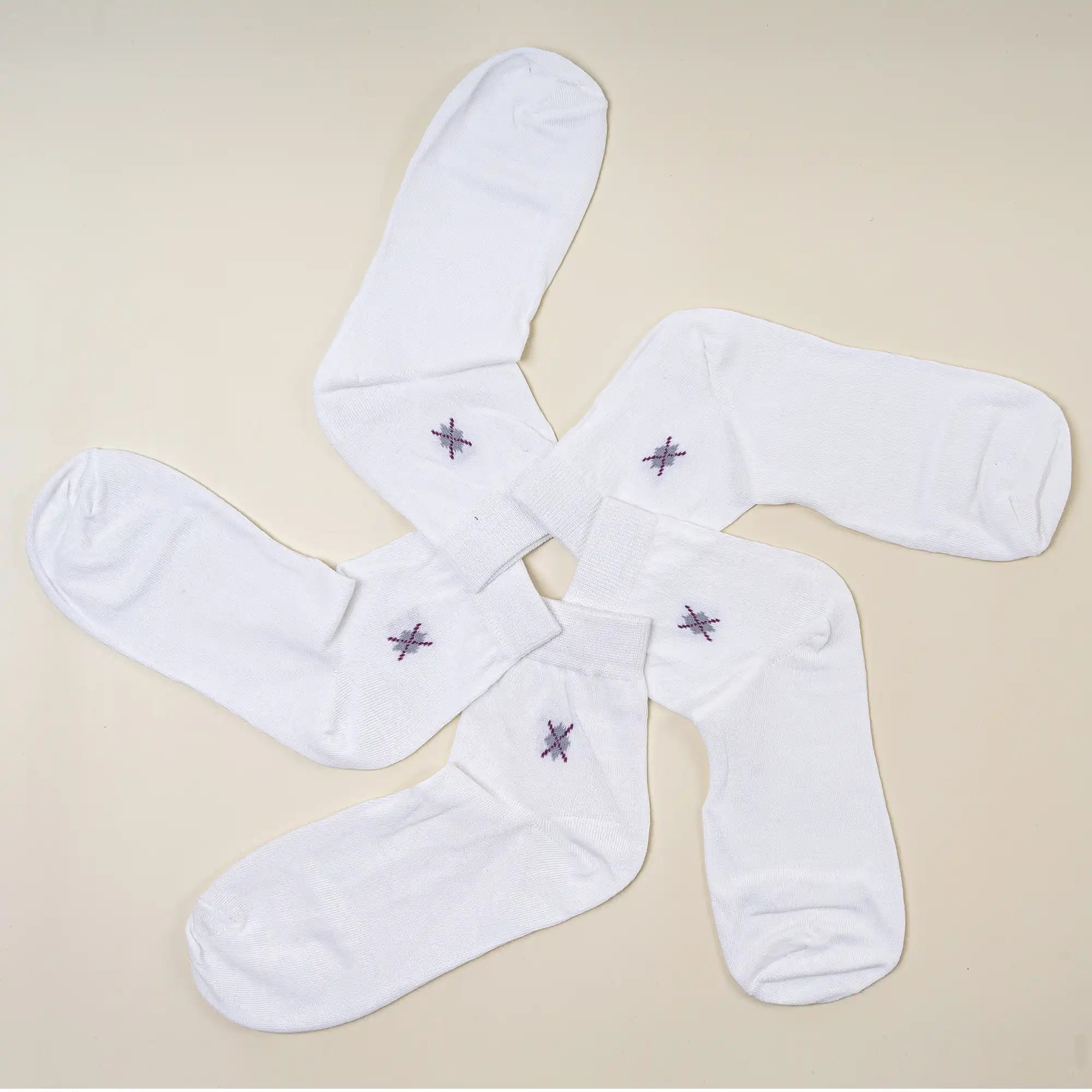 Young Wings Men's White Colour Cotton Fabric Solid Ankle Length Socks - Pack of 5, Style no. 2200-M1