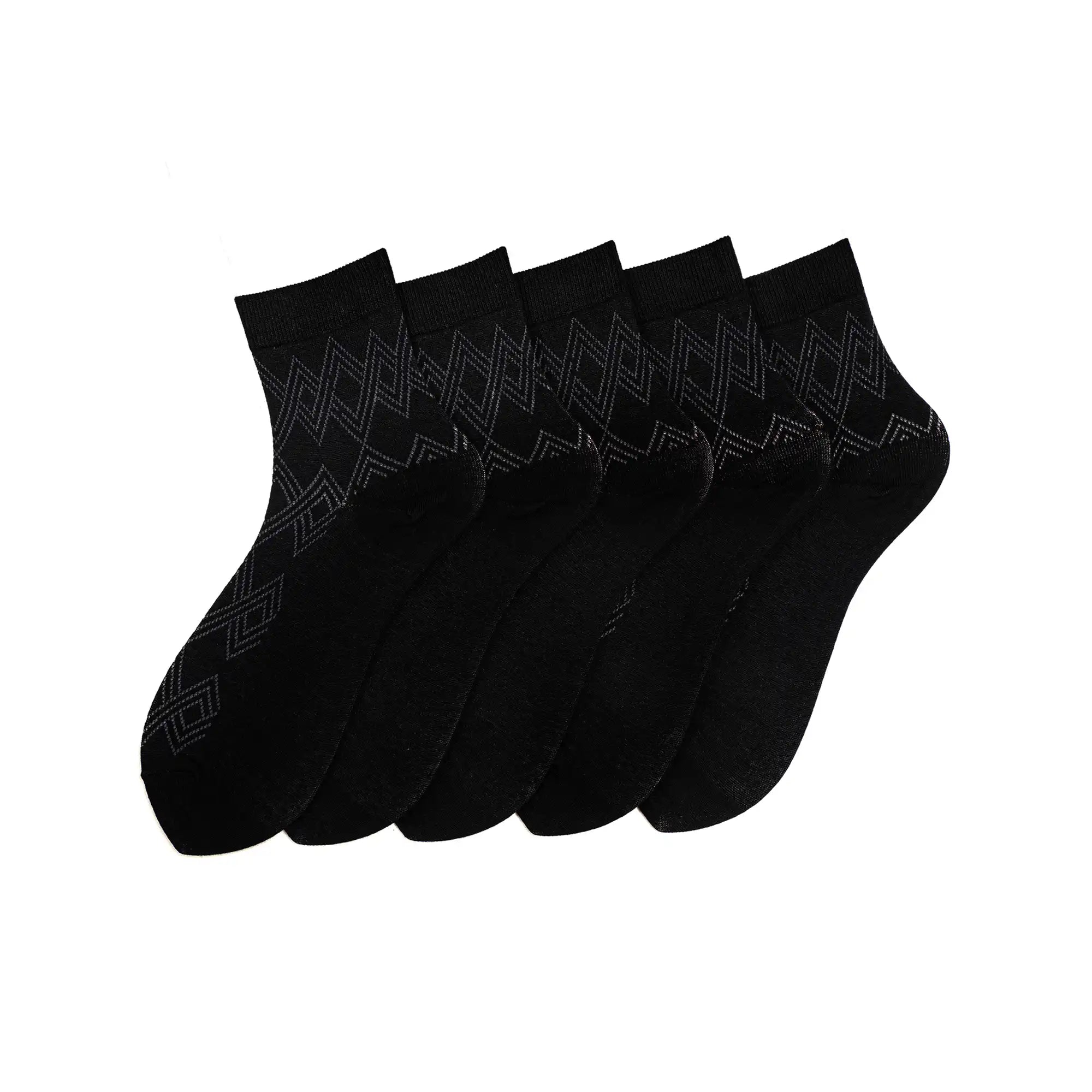 Young Wings Men's Black Colour Cotton Fabric Solid Ankle Length Socks - Pack of 5, Style no. 2304-M1