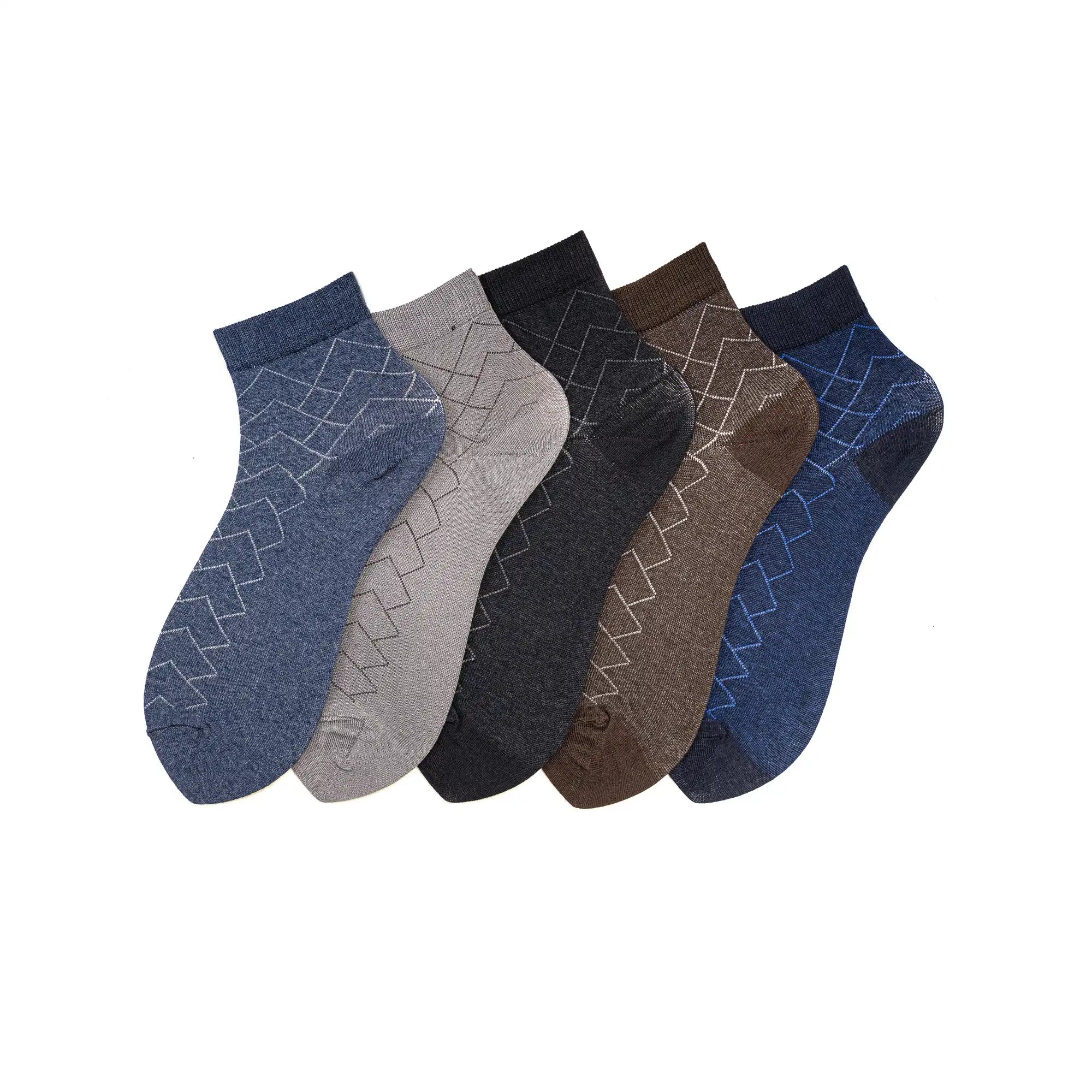 Young Wings Men's Multi Colour Cotton Fabric Solid Ankle Length Socks - Pack of 5, Style no. 2305-M1