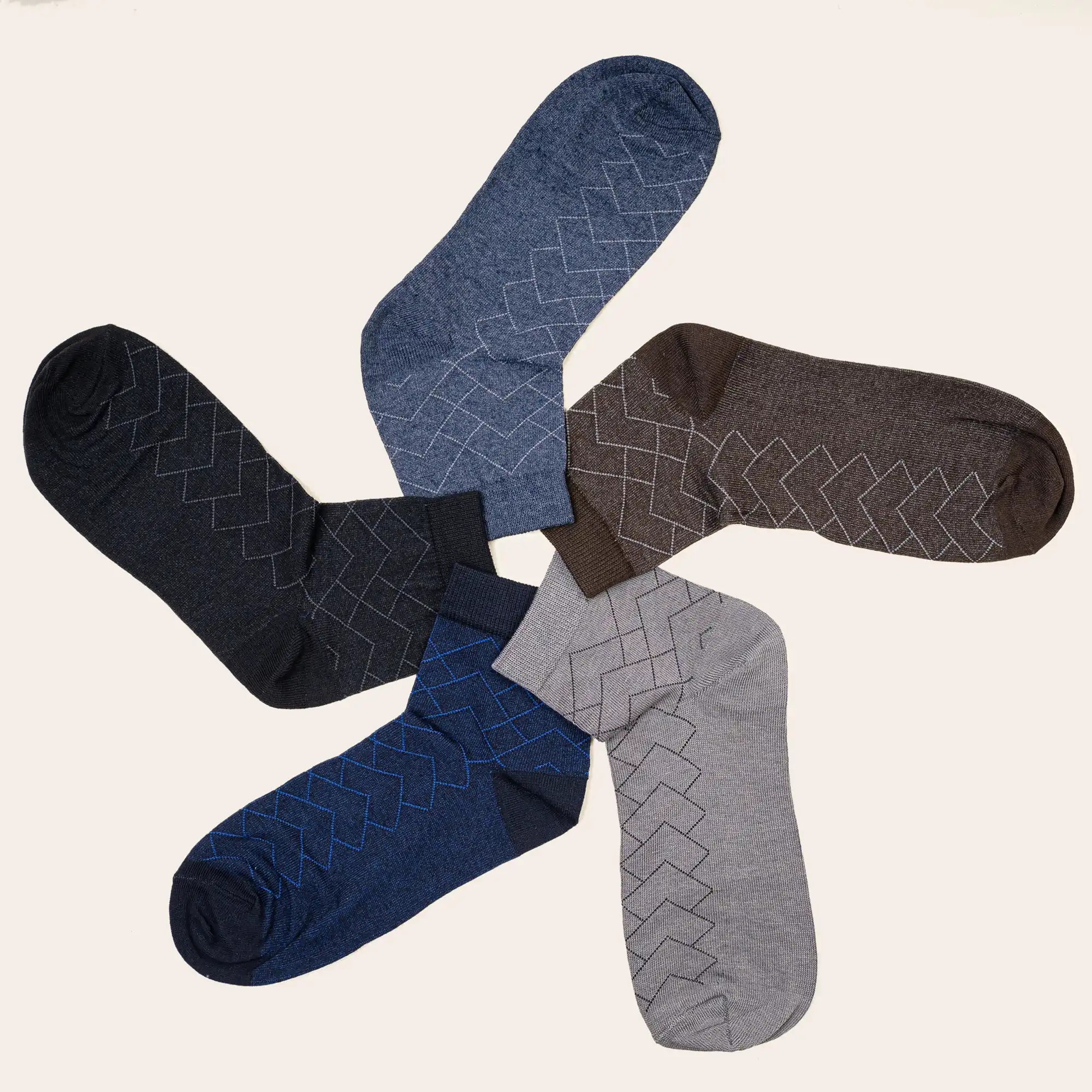Young Wings Men's Multi Colour Cotton Fabric Solid Ankle Length Socks - Pack of 5, Style no. 2305-M1