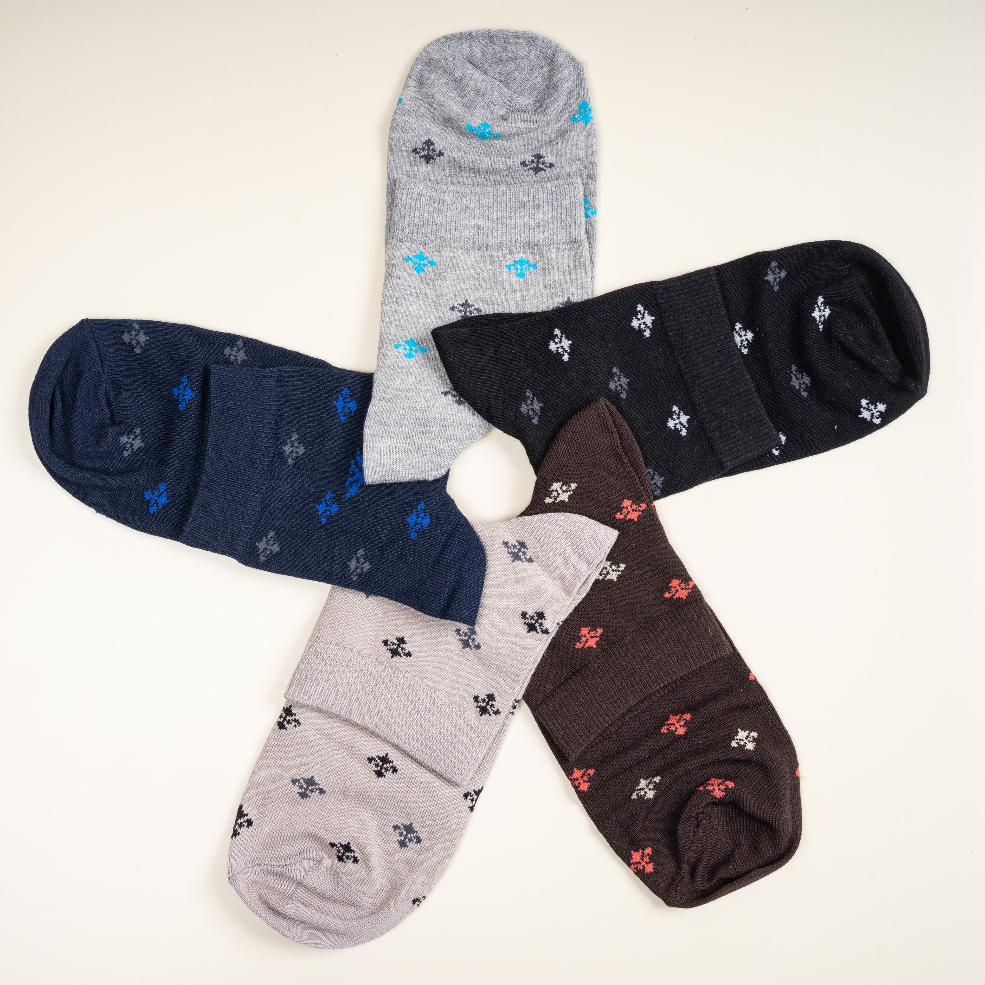 Young Wings Men's Multi Colour Cotton Fabric Design Ankle Length Socks - Pack of 5, Style no. 2722-M1