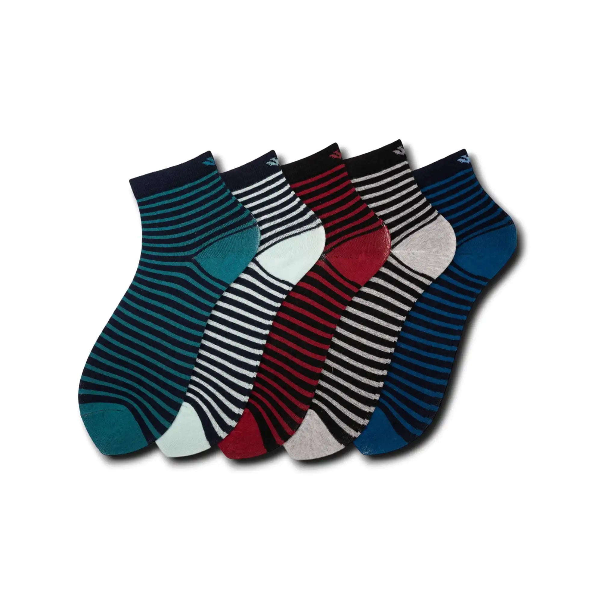 Young Wings Men's Multi Colour Cotton Fabric Design Ankle Length Socks - Pack of 5, Style no. 2732-M1