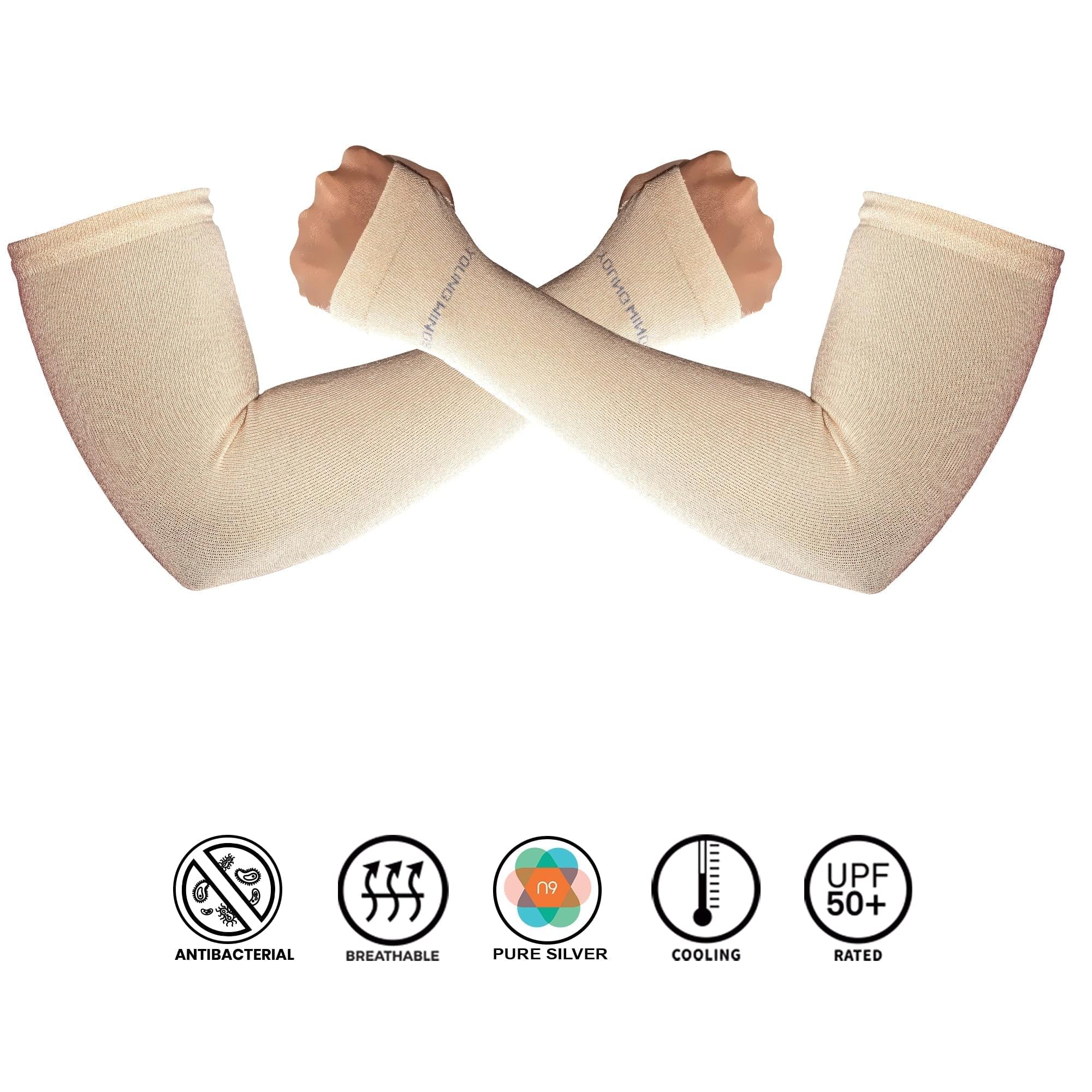 Antibacterial Arm Protectors/Sleeves for Men (Pack of 1 - Pair, UPF 50+)