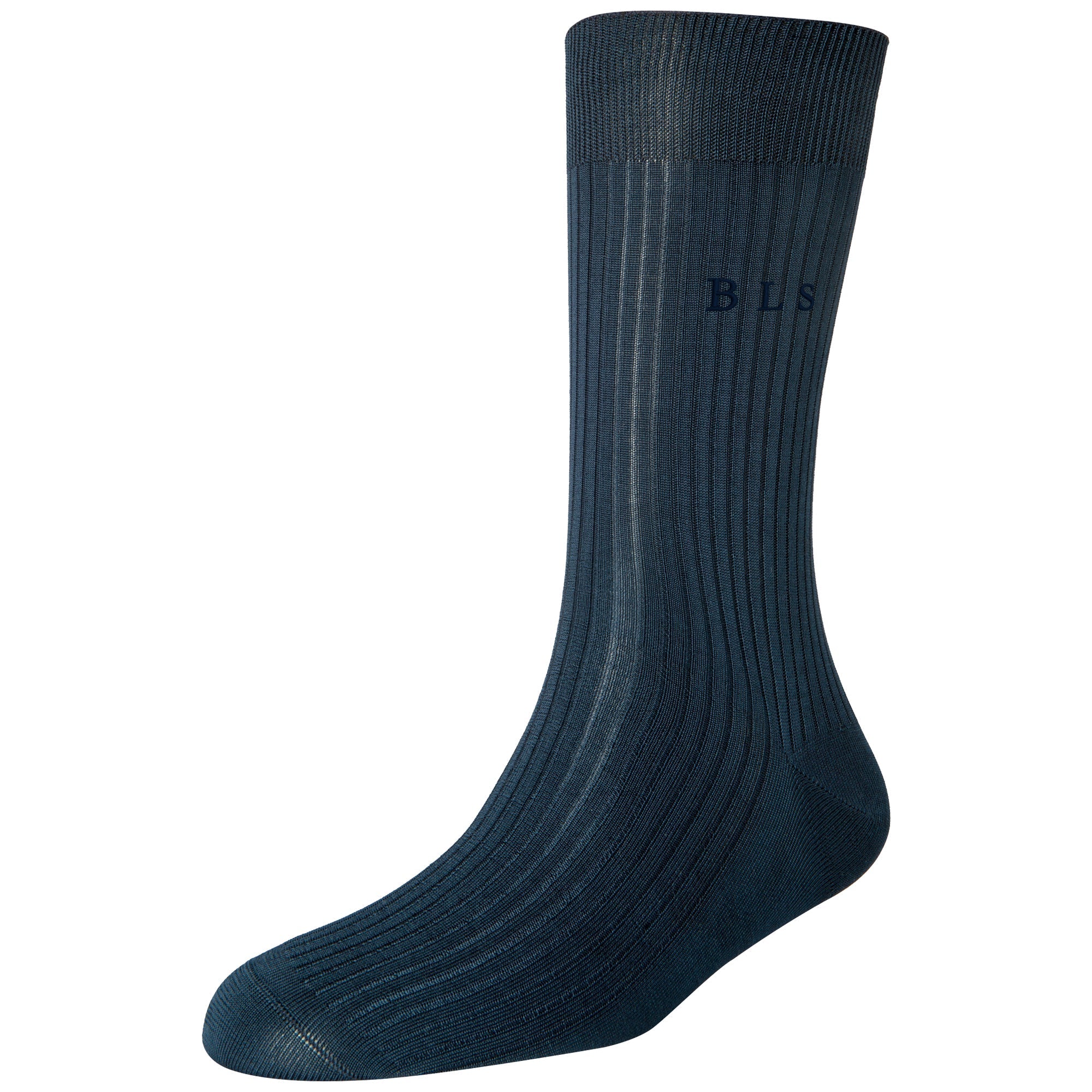 Men's Super Fine 4x1 Rib Monogram Full Length Socks