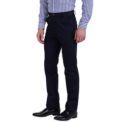 Men's Cotton Mercerised Solid Navy Trousers