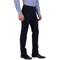 Men's Cotton Mercerised Solid Navy Trousers