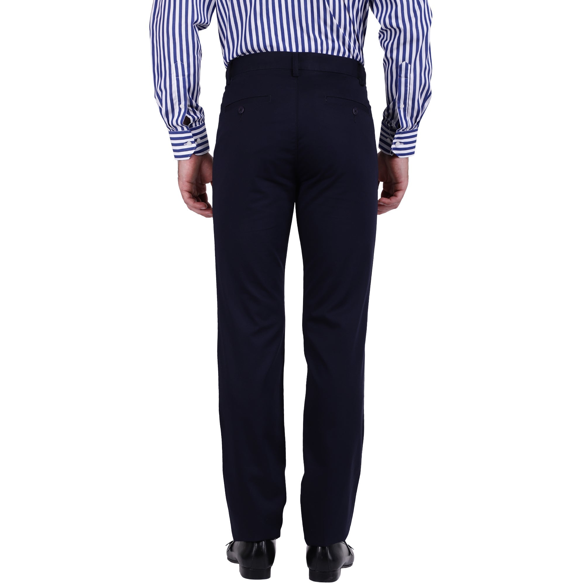 Men's Cotton Mercerised Solid Navy Trousers