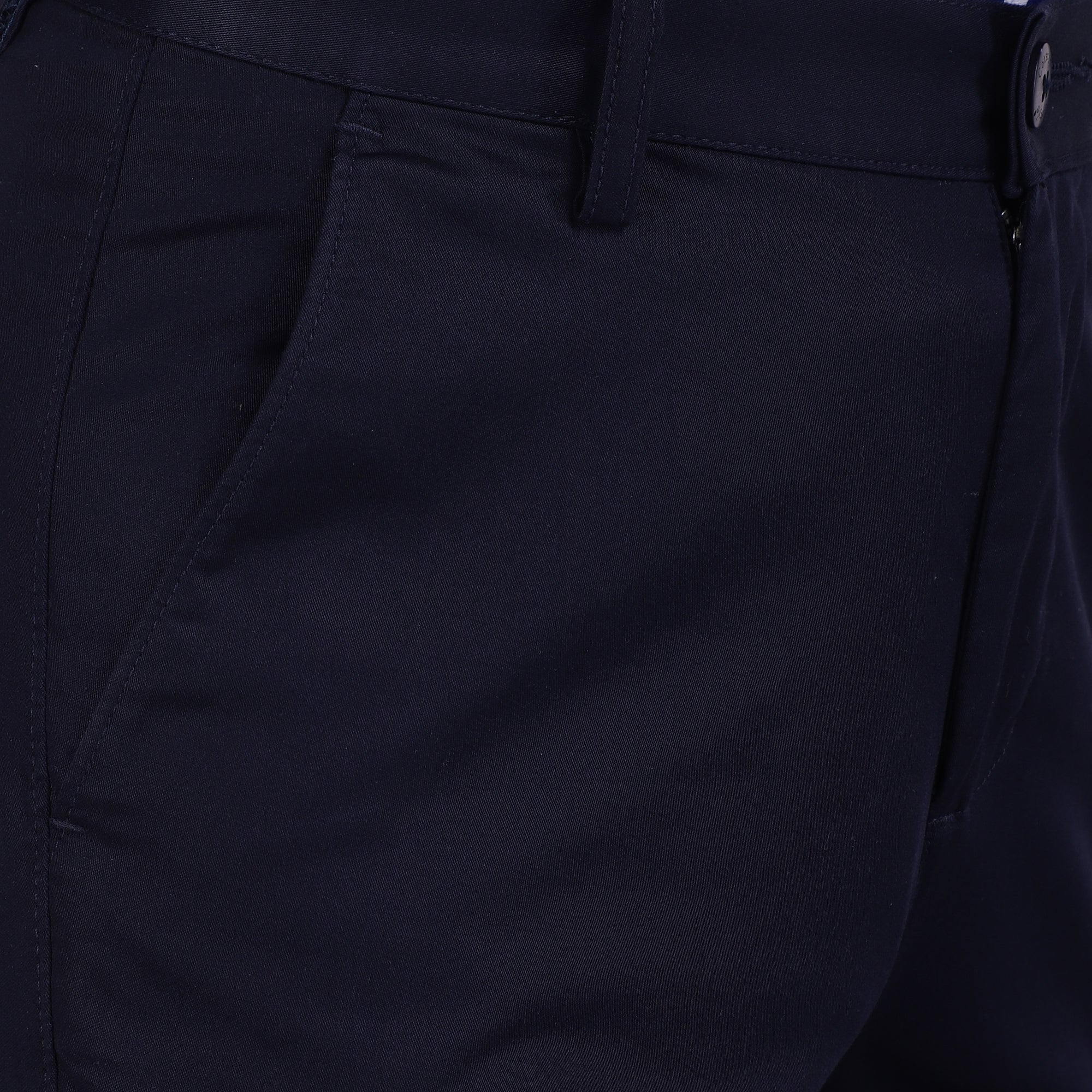 Men's Cotton Mercerised Solid Navy Trousers