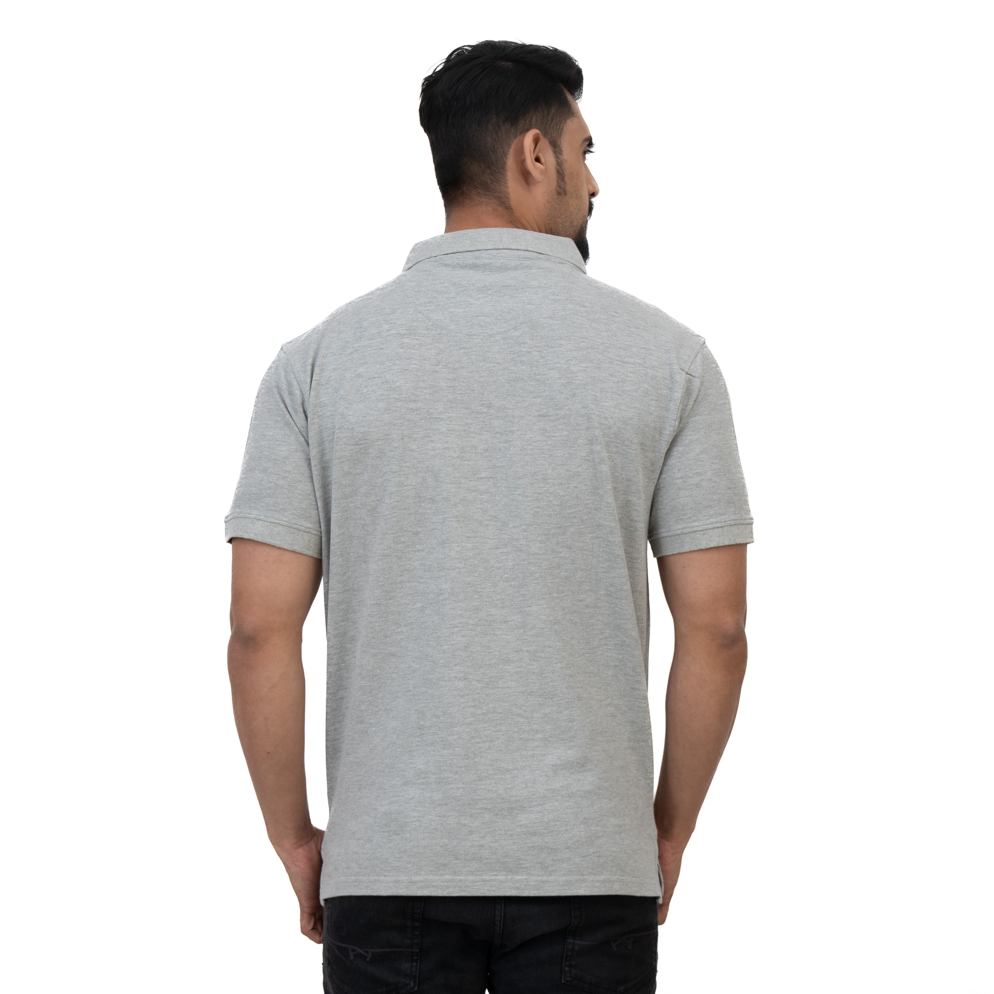 Cotstyle Cotton Fabrics Polo Short Length Plain Half Sleeve Casual & Daily Wear Men's T Shirts - Pack of 1 - Lt.Grey Mel Colour