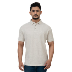 Cotstyle Cotton Fabrics Polo Short Length Plain Half Sleeve Casual & Daily Wear Men's T Shirts - Pack of 1 - Oatmeal Mel Colour