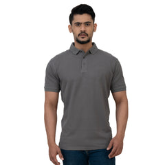 Cotstyle Cotton Fabrics Polo Short Length Plain Half Sleeve Casual & Daily Wear Men's T Shirts - Pack of 1 - Smoked Pearl Colour