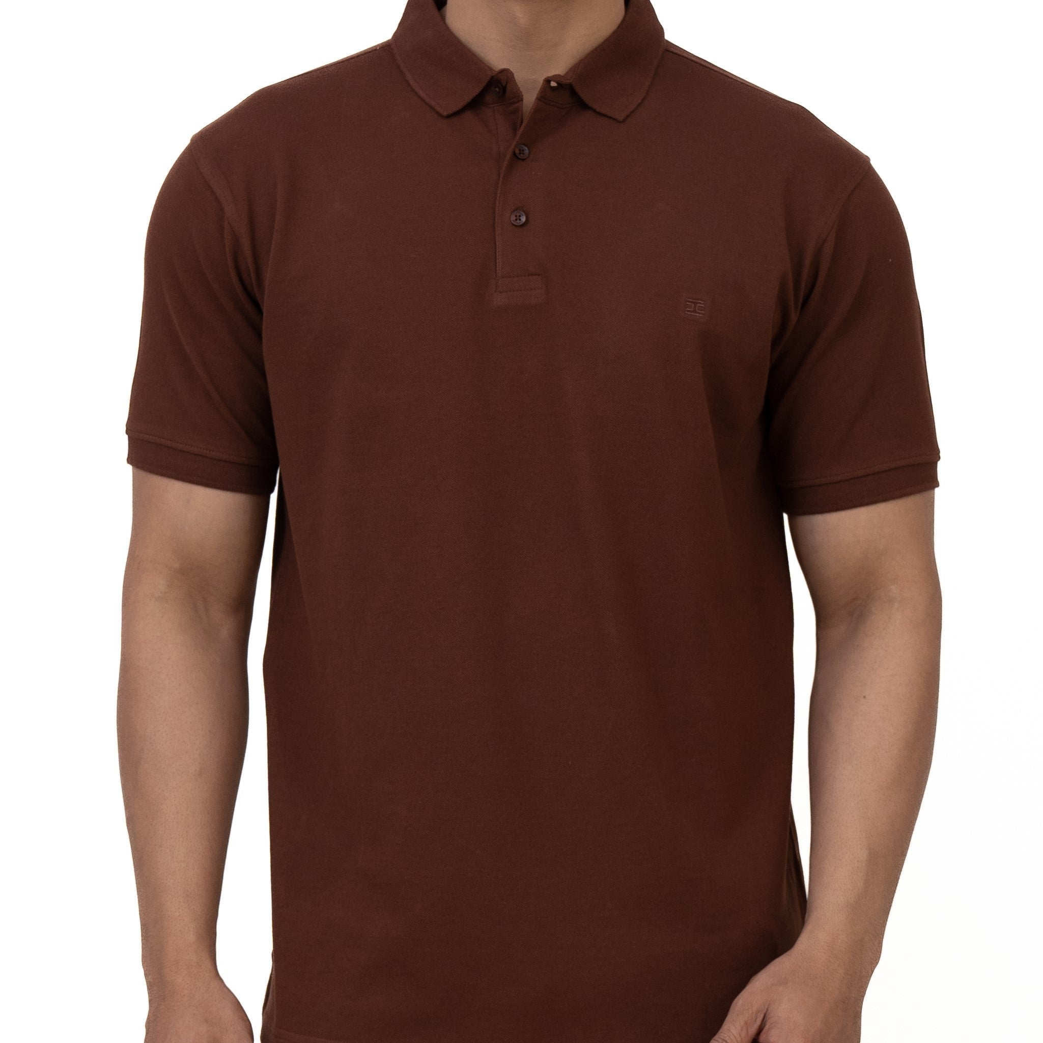 Cotstyle Cotton Fabrics Polo Short Length Plain Half Sleeve Casual & Daily Wear Men's T Shirts - Pack of 1 - Brown Colour