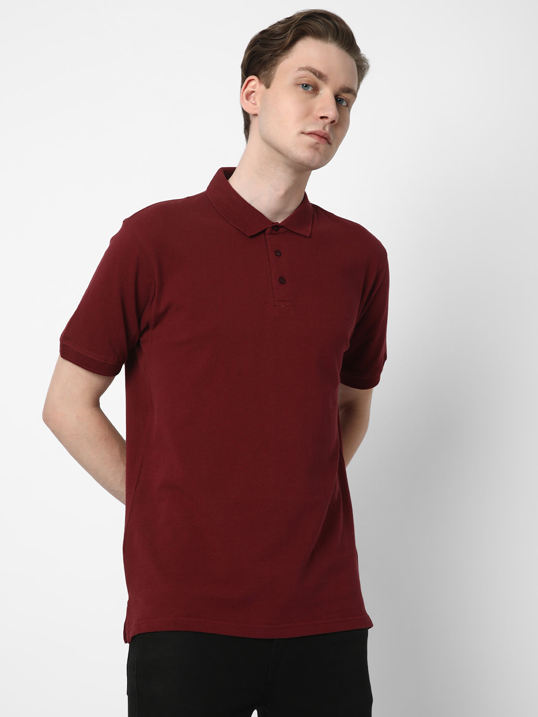 Cotstyle Cotton Fabrics Polo Short Length Plain Half Sleeve Casual & Daily Wear Men's T Shirts - Pack of 1 - Chocolate Colour