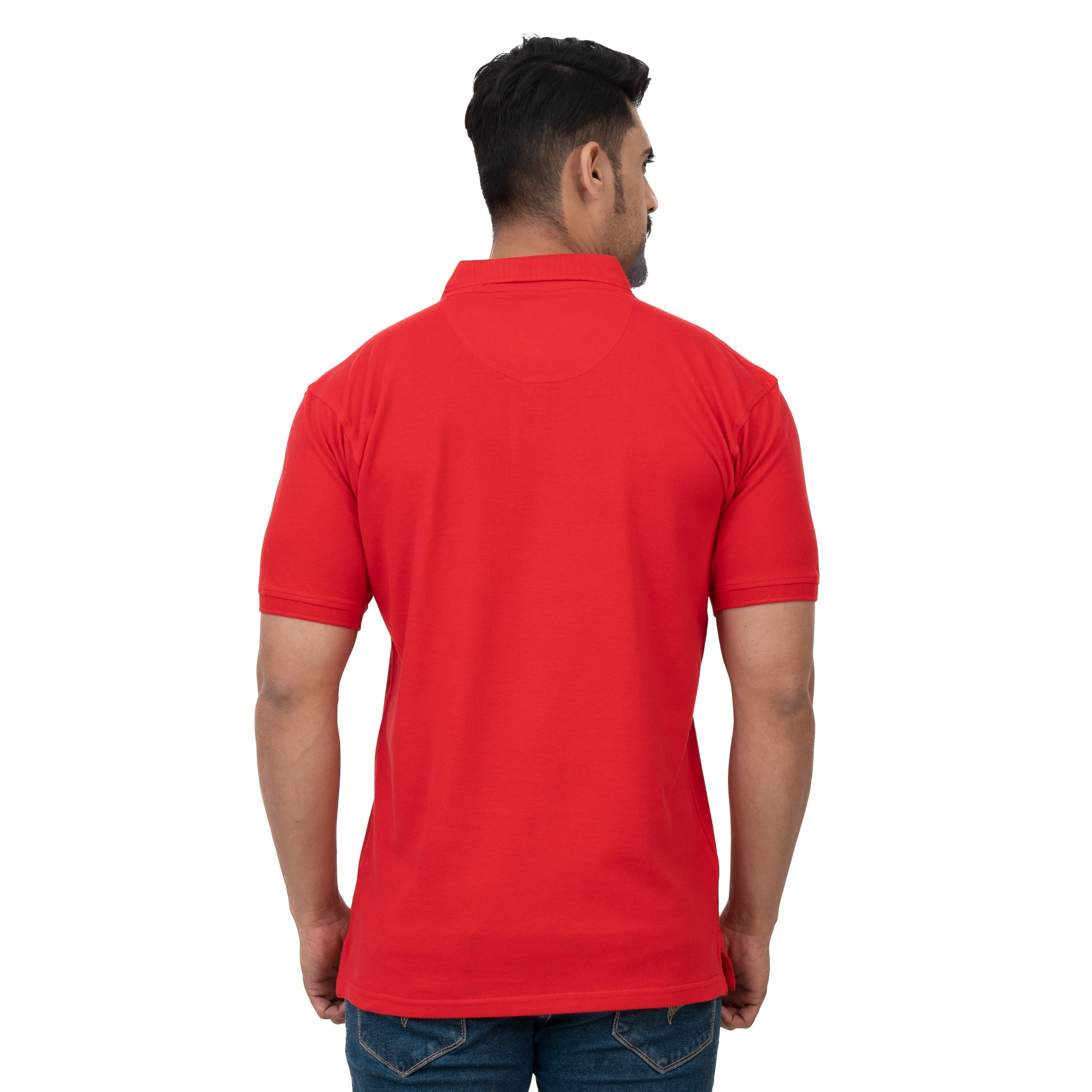 Cotstyle Cotton Fabrics Polo Short Length Plain Half Sleeve Casual & Daily Wear Men's T Shirts - Pack of 1 - Red Colour