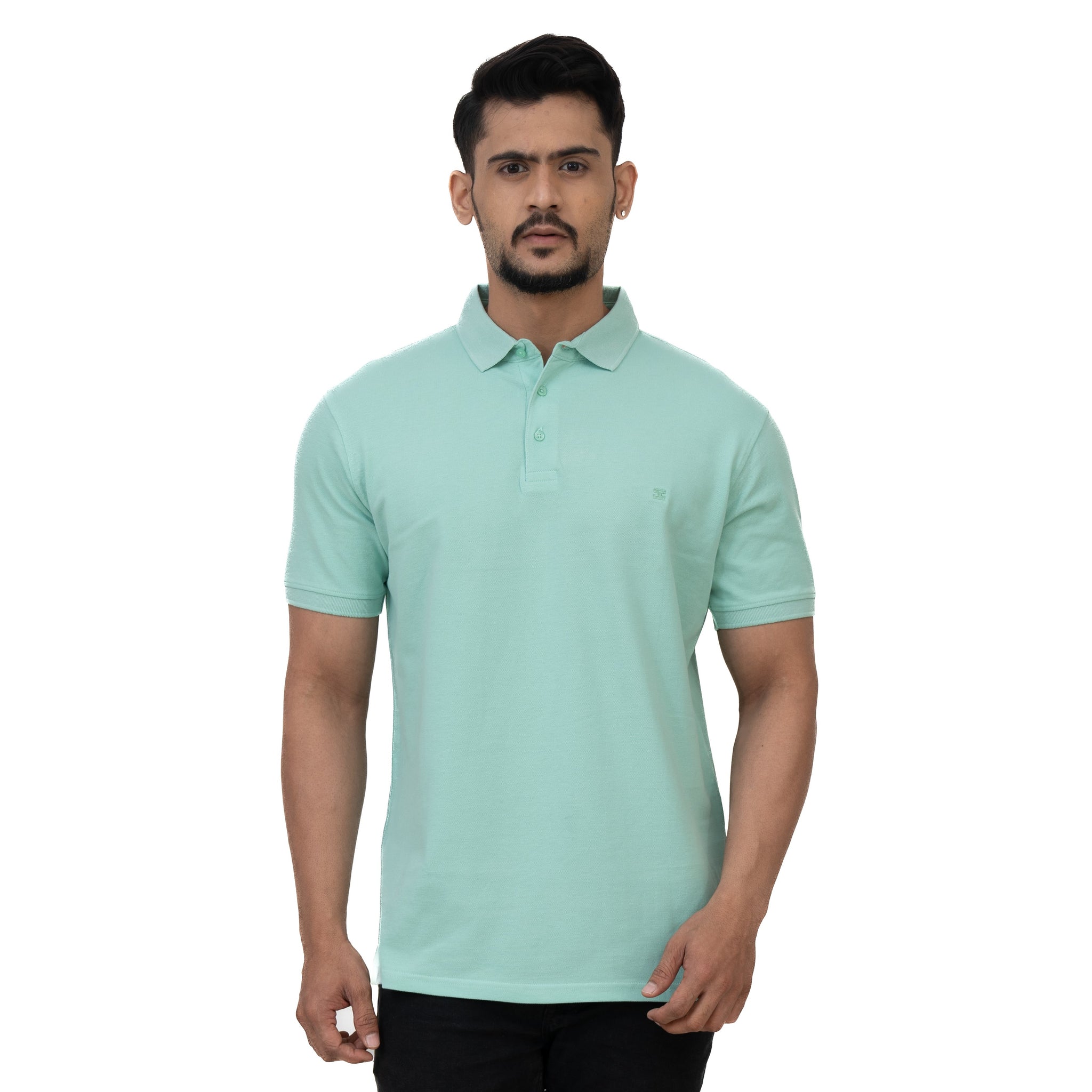 Cotstyle Cotton Fabrics Polo Short Length Plain Half Sleeve Casual & Daily Wear Men's T Shirts - Pack of 1 -  Litchen Colour