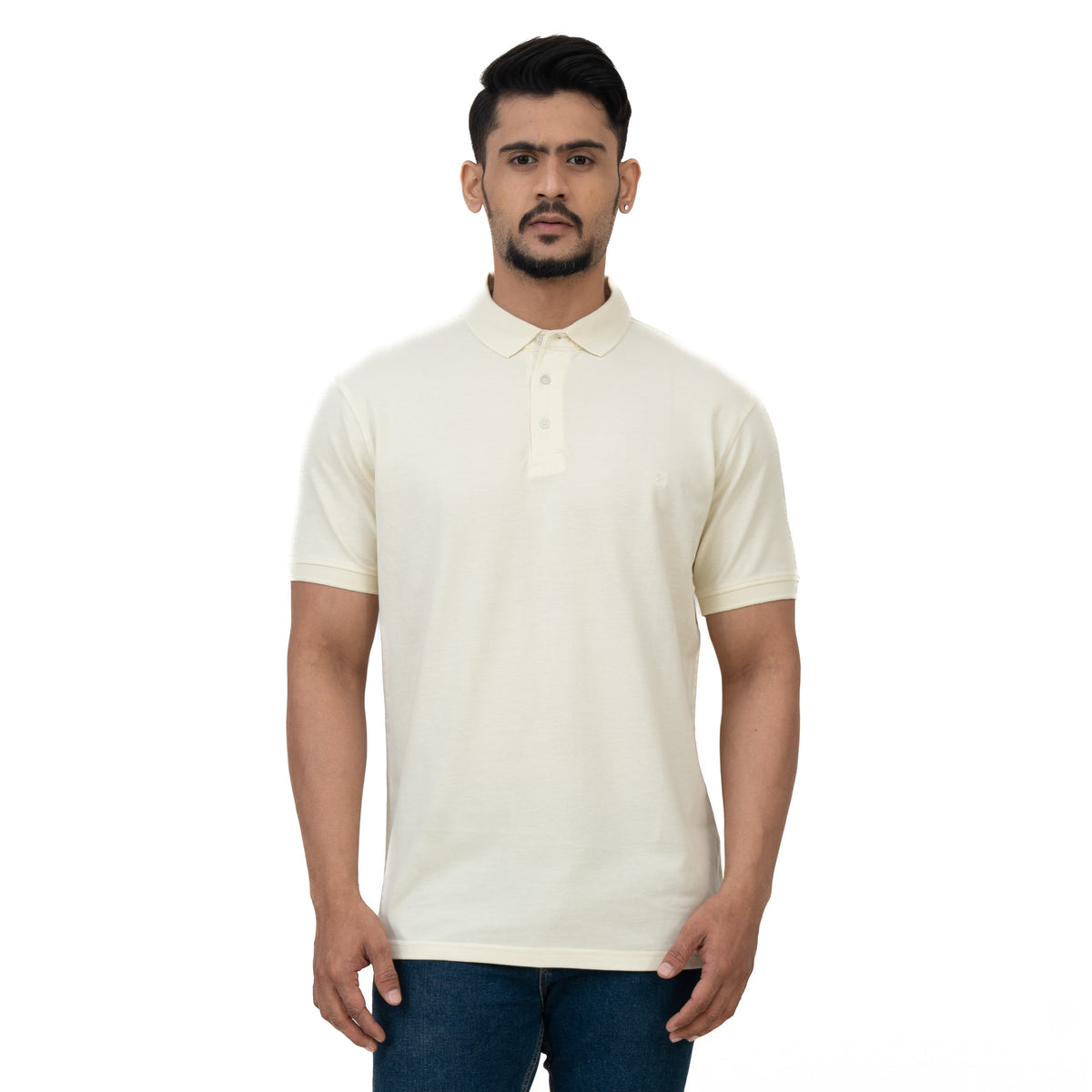 Cotstyle Cotton Fabrics Polo Short Length Plain Half Sleeve Casual & Daily Wear Men's T Shirts - Pack of 1 -  Transparent Yellow Colour