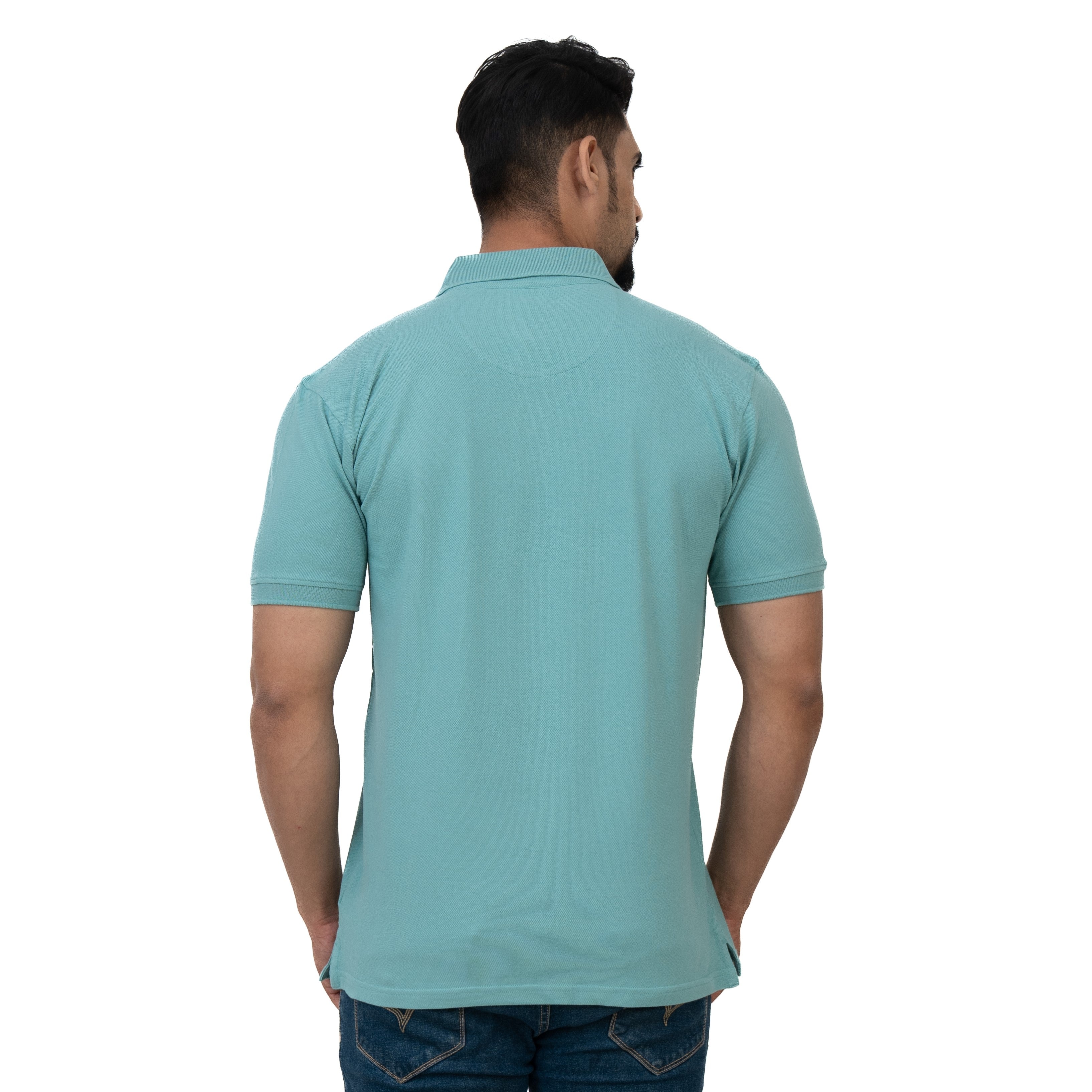 Cotstyle Cotton Fabrics Polo Short Length Plain Half Sleeve Casual & Daily Wear Men's T Shirts - Pack of 1 - Nile Blue Colour