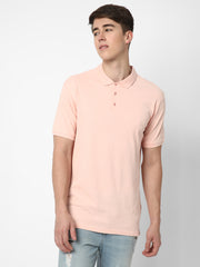 Cotstyle Cotton Fabrics Polo Short Length Plain Half Sleeve Casual & Daily Wear Men's T Shirts - Pack of 1 - Imp Pink Colour