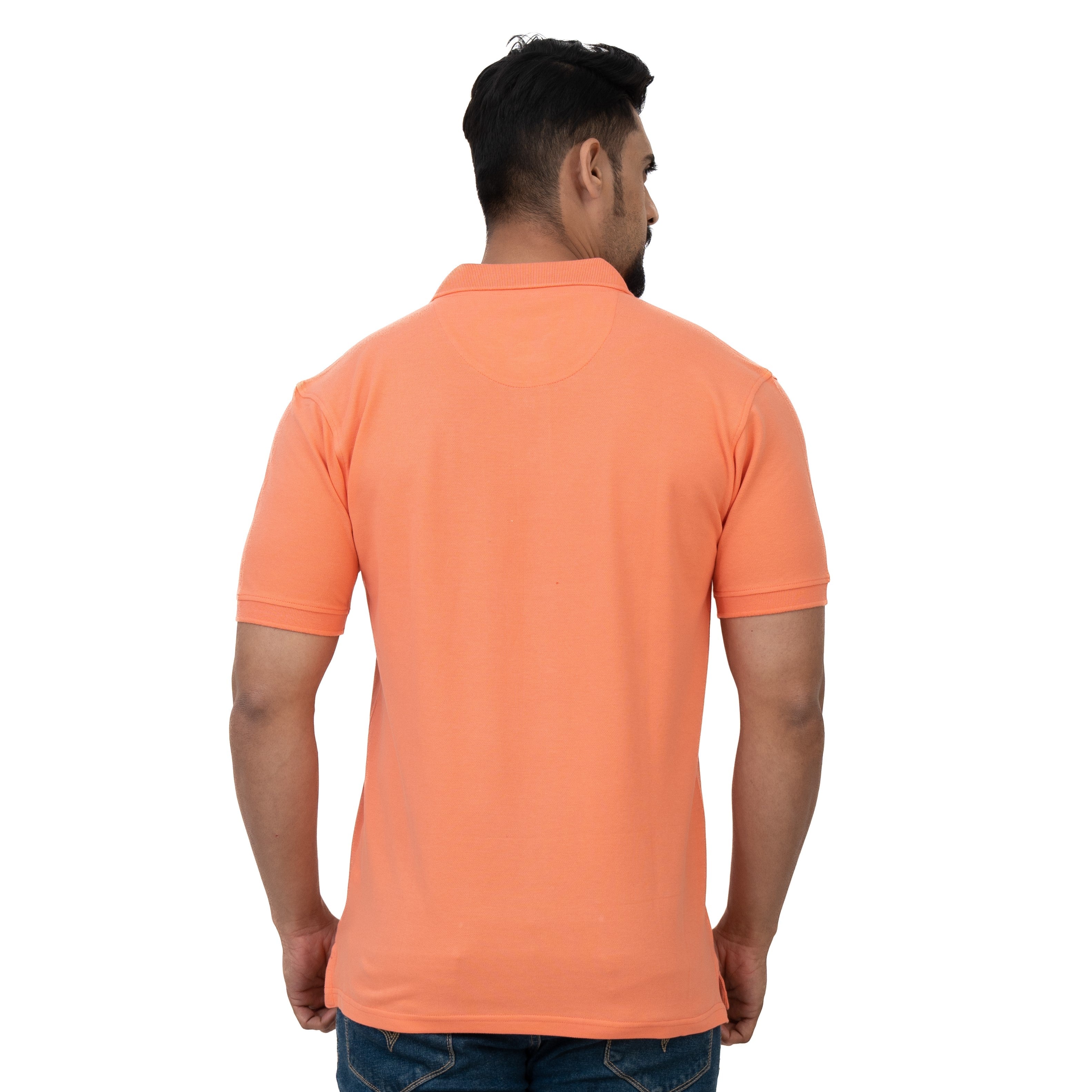 Cotstyle Cotton Fabrics Polo Short Length Plain Half Sleeve Casual & Daily Wear Men's T Shirts - Pack of 1 - Fusion Coral Colour