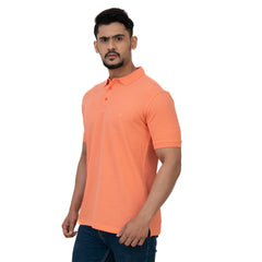 Cotstyle Cotton Fabrics Polo Short Length Plain Half Sleeve Casual & Daily Wear Men's T Shirts - Pack of 1 - Fusion Coral Colour