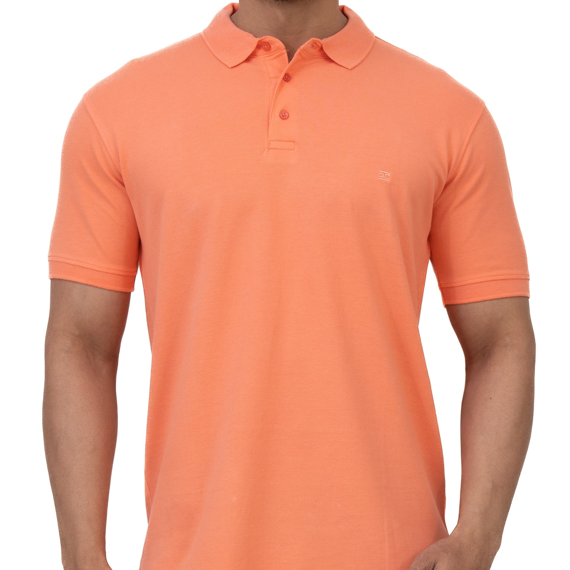 Cotstyle Cotton Fabrics Polo Short Length Plain Half Sleeve Casual & Daily Wear Men's T Shirts - Pack of 1 - Fusion Coral Colour