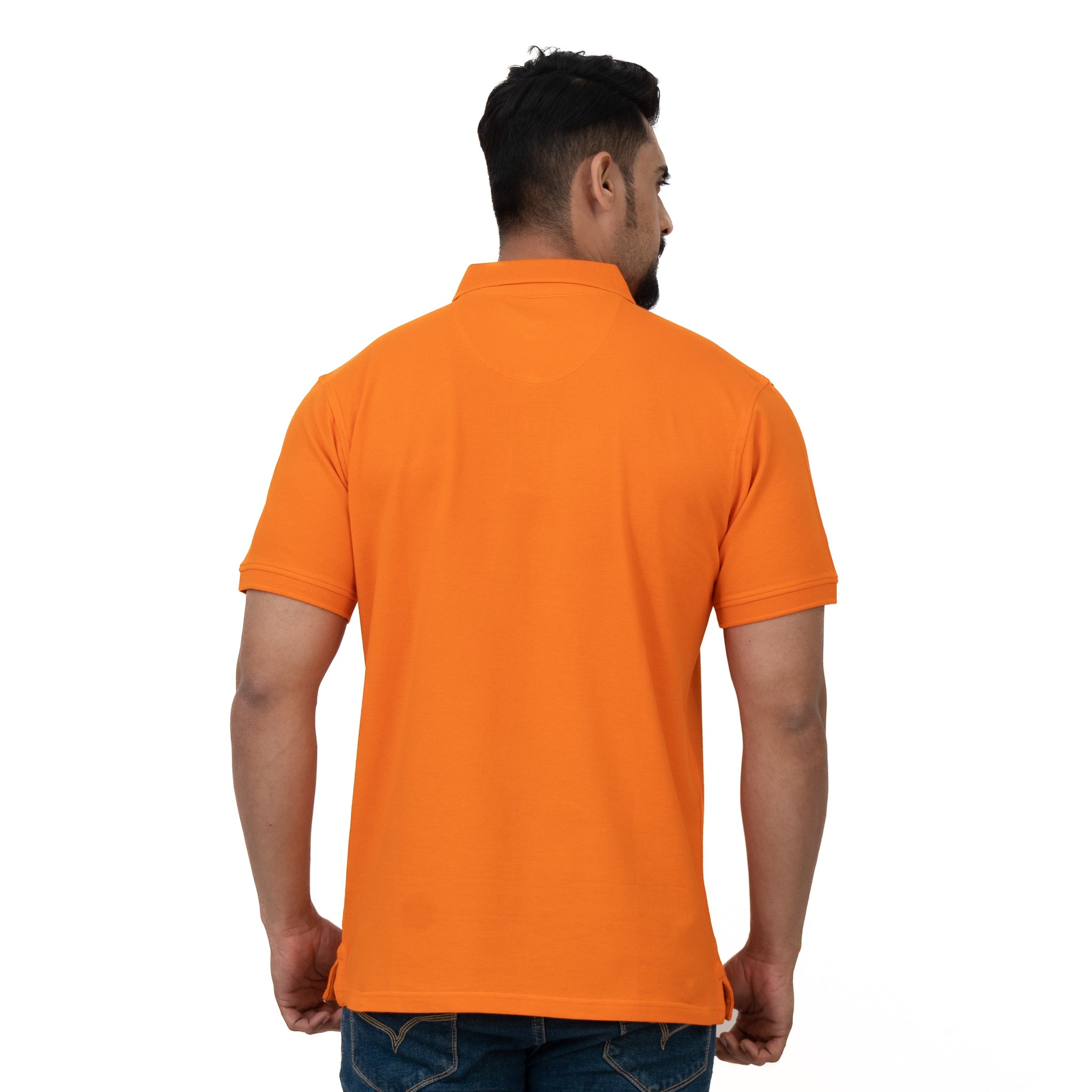 Cotstyle Cotton Fabrics Polo Short Length Plain Half Sleeve Casual & Daily Wear Men's T Shirts - Pack of 1 - Orange Colour