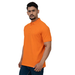 Cotstyle Cotton Fabrics Polo Short Length Plain Half Sleeve Casual & Daily Wear Men's T Shirts - Pack of 1 - Orange Colour