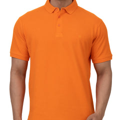 Cotstyle Cotton Fabrics Polo Short Length Plain Half Sleeve Casual & Daily Wear Men's T Shirts - Pack of 1 - Orange Colour