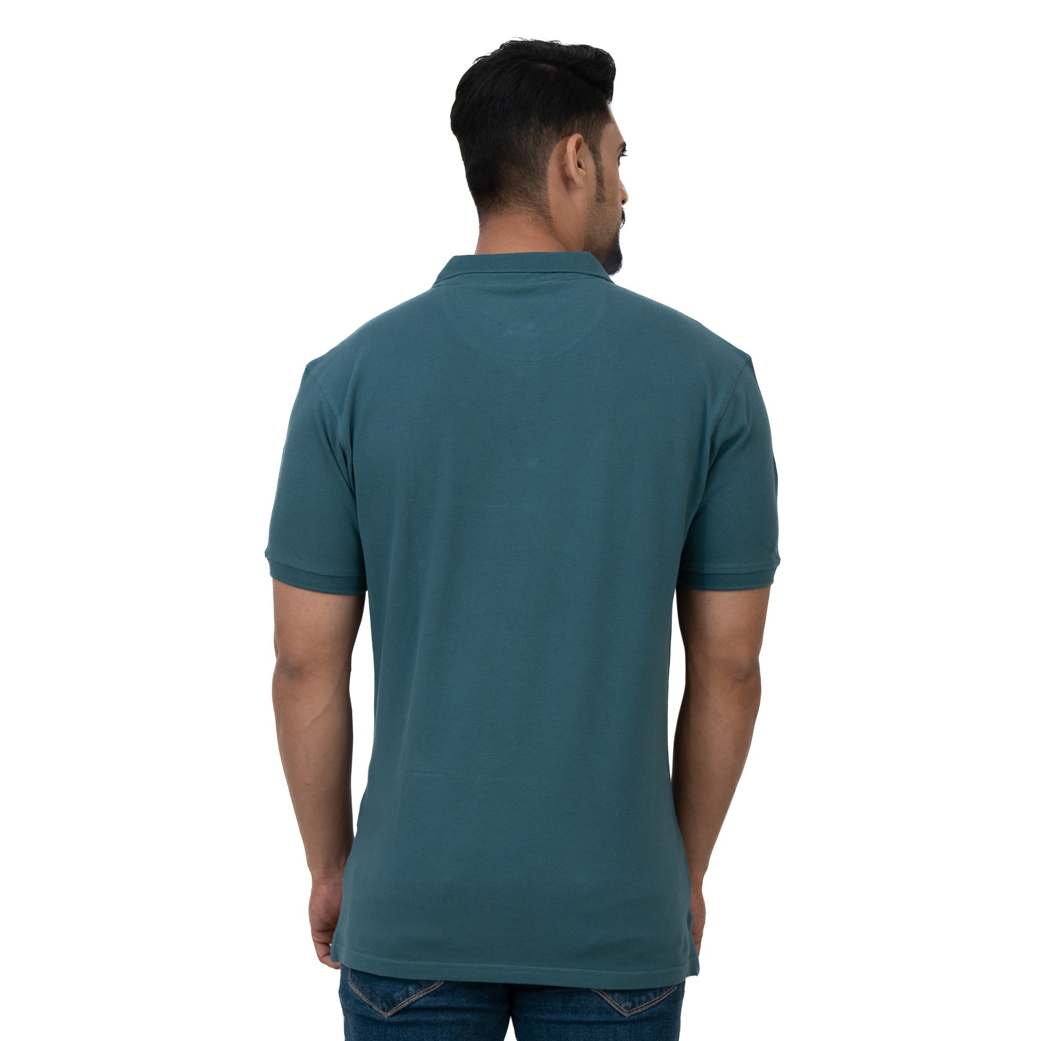 Cotstyle Cotton Fabrics Polo Short Length Plain Half Sleeve Casual & Daily Wear Men's T Shirts - Pack of 1 - Hydro Teal Colour