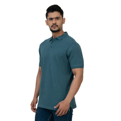 Cotstyle Cotton Fabrics Polo Short Length Plain Half Sleeve Casual & Daily Wear Men's T Shirts - Pack of 1 - Hydro Teal Colour