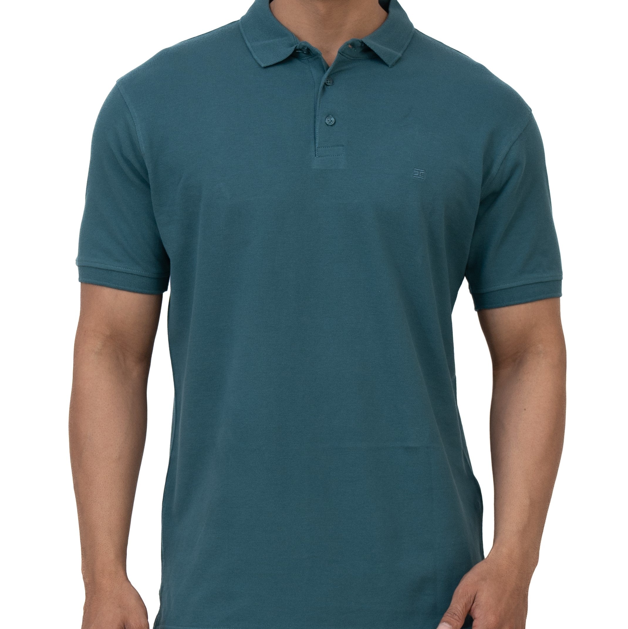 Cotstyle Cotton Fabrics Polo Short Length Plain Half Sleeve Casual Daily Wear Men s T Shirts Pack of 1 Hydro Teal Colour