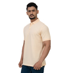 Cotstyle Cotton Fabrics Polo Short Length Plain Half Sleeve Casual & Daily Wear Men's T Shirts - Pack of 1 - Peach Pure Colour