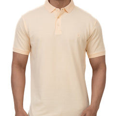 Cotstyle Cotton Fabrics Polo Short Length Plain Half Sleeve Casual & Daily Wear Men's T Shirts - Pack of 1 - Peach Pure Colour