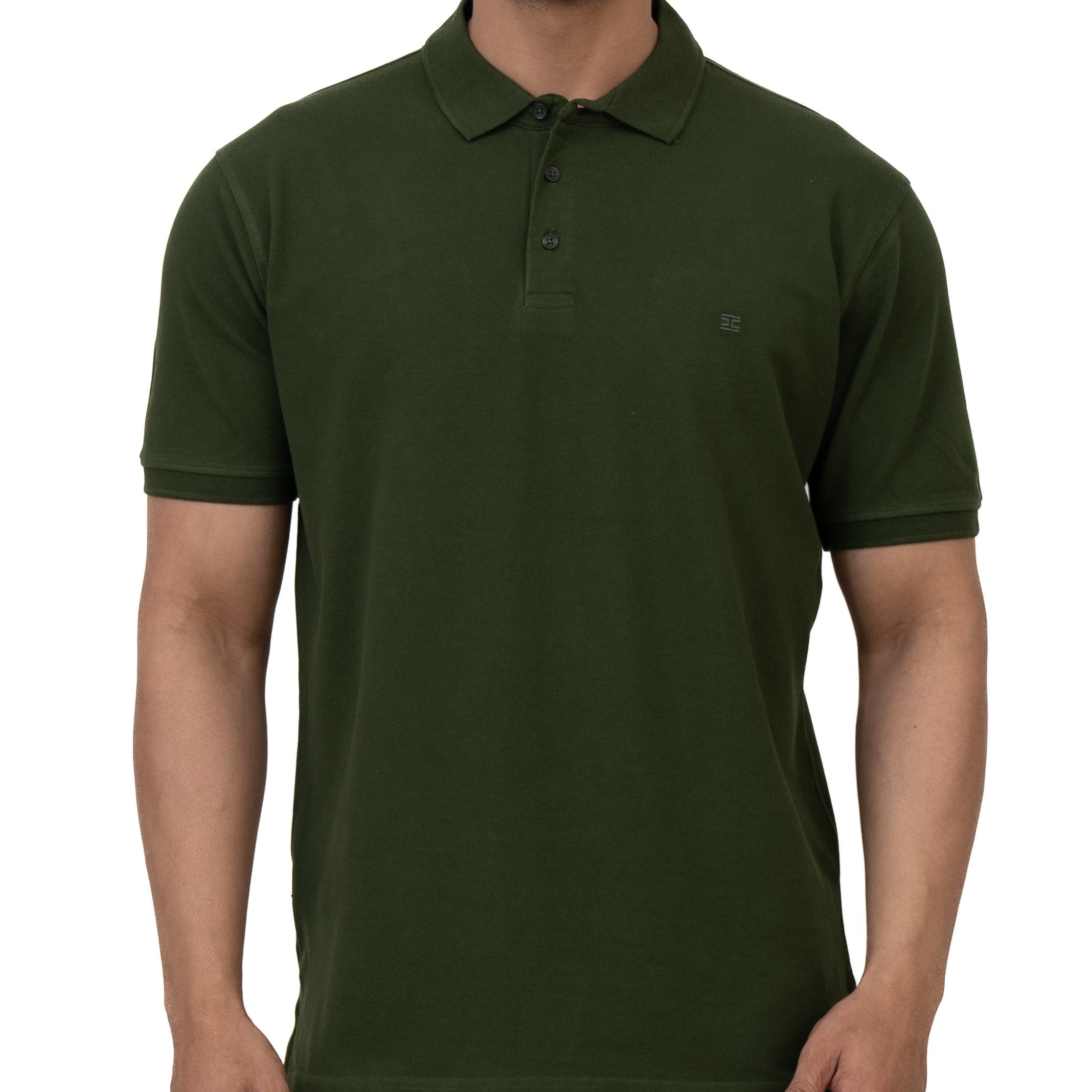 Cotstyle Cotton Fabrics Polo Short Length Plain Half Sleeve Casual & Daily Wear Men's T Shirts - Pack of 1 - Rifle Green Colour