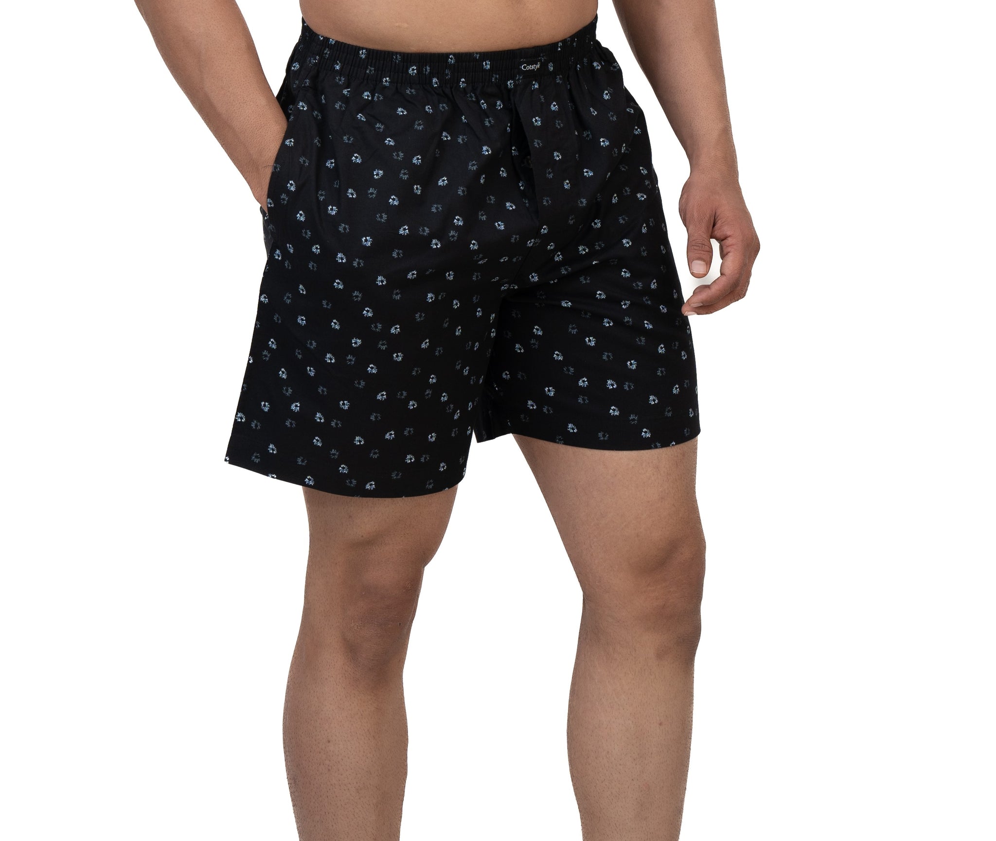 Cotstyle Navy Black & White Colour Cotton Fabrics Checks Printed Above Knee Length Casuals Mens Wear Boxers - Pack of 2