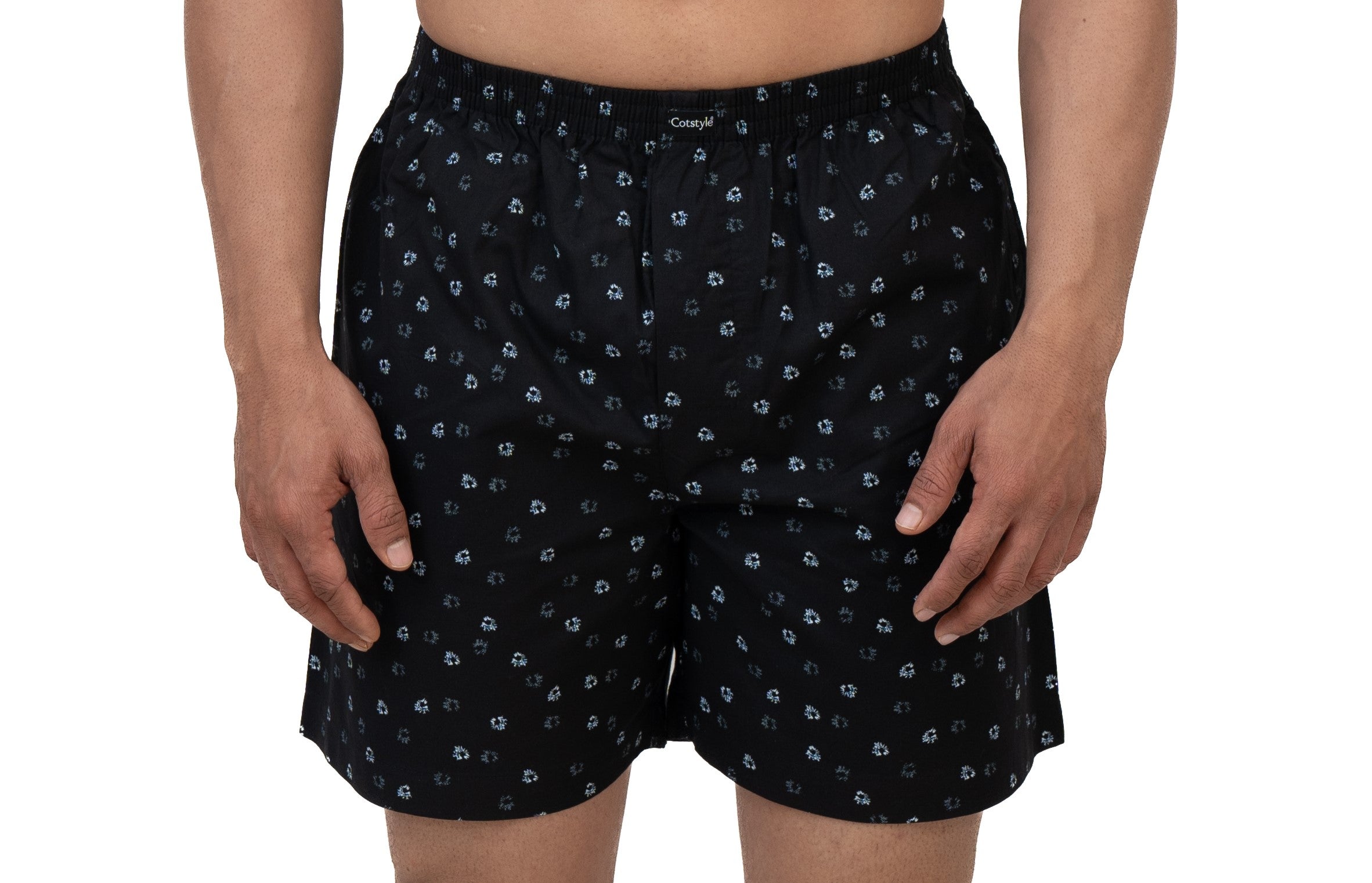 Cotstyle Navy Black & White Colour Cotton Fabrics Checks Printed Above Knee Length Casuals Mens Wear Boxers - Pack of 2