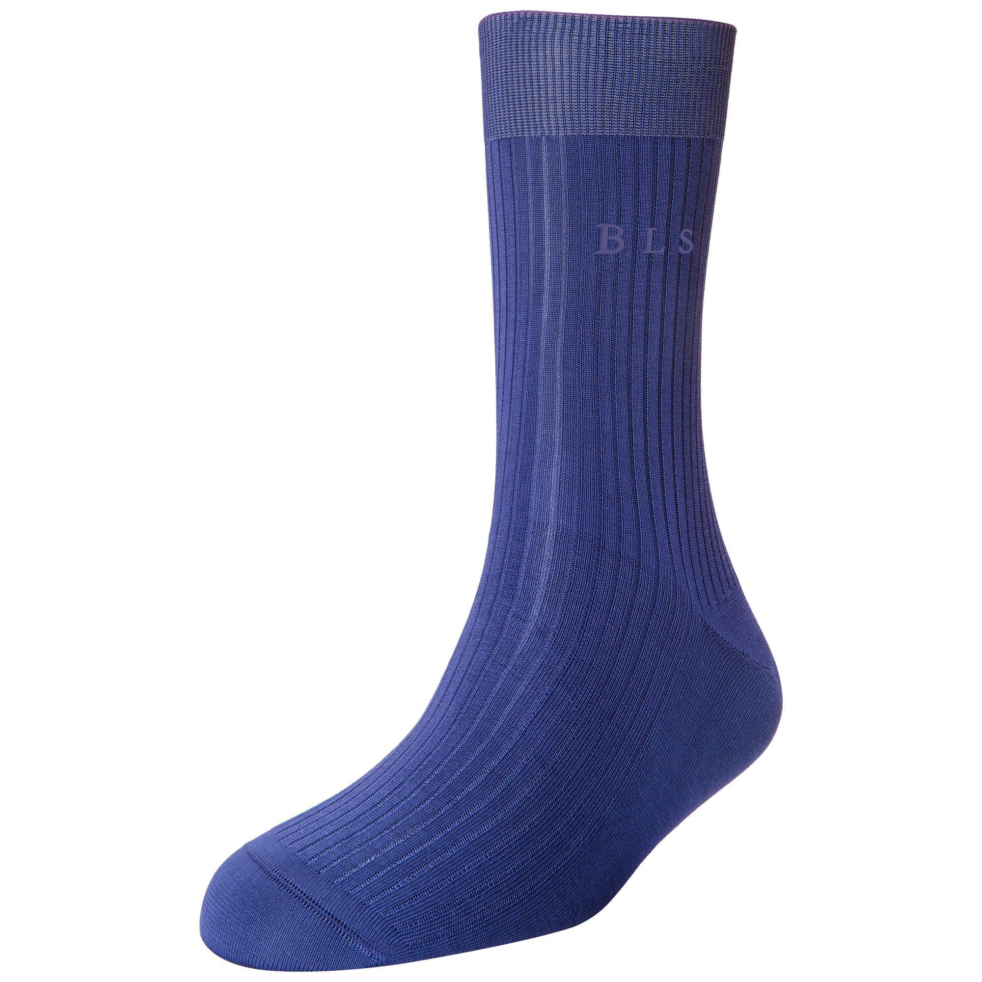 Men's Super Fine 4x1 Rib Monogram Full Length Socks