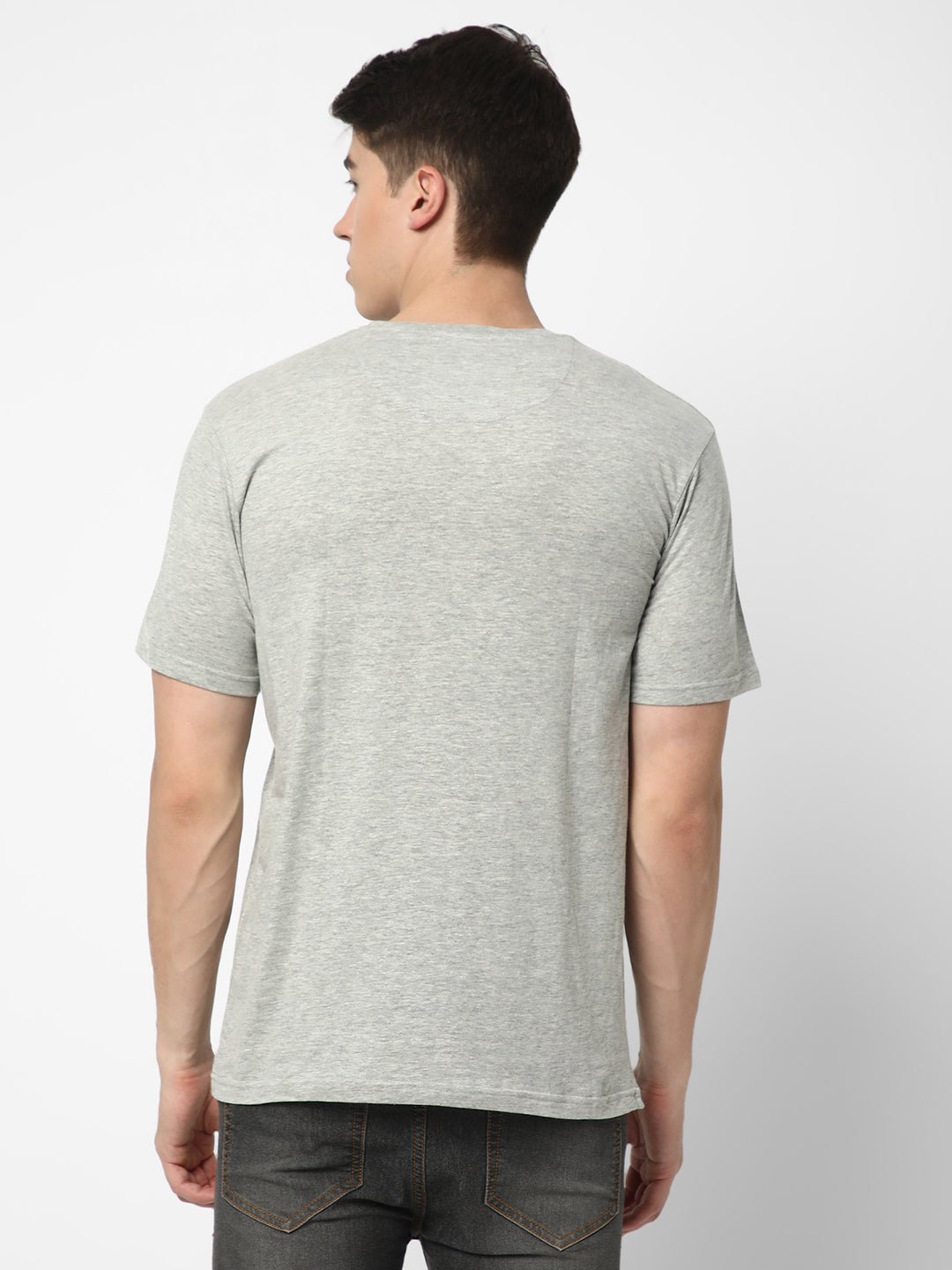 Cotstyle Cotton Fabrics Round Neck Short Length Plain Half Sleeve Casual & Daily Wear Men's T-Shirts -  Pack of 1 - Lt.Grey Melange