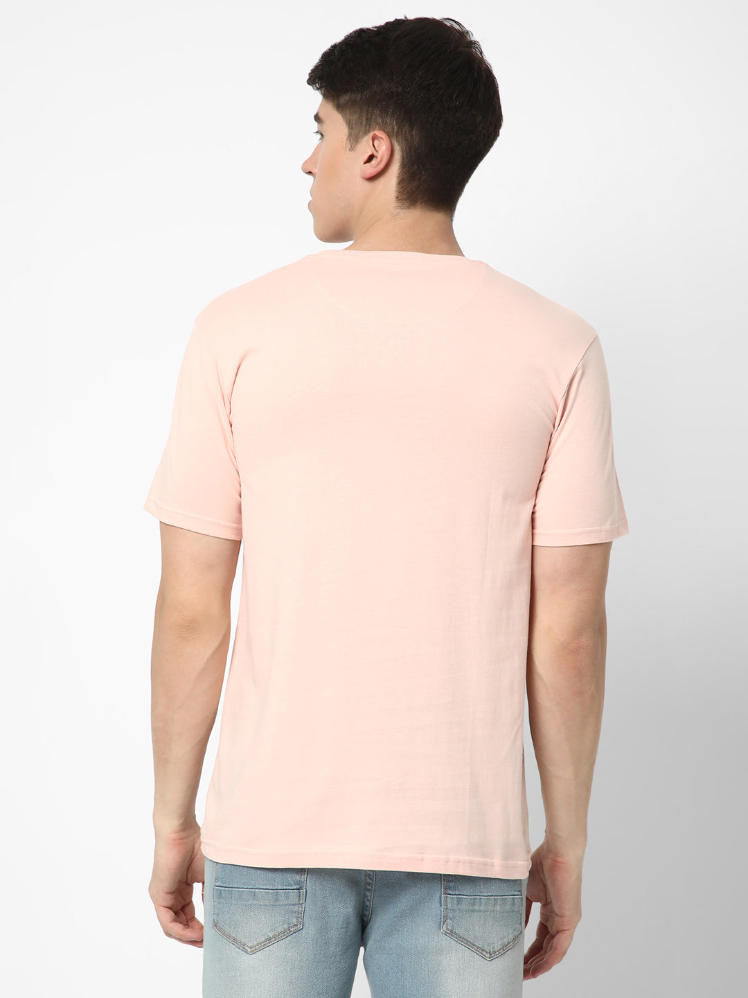 Cotstyle Cotton Fabrics Round Neck Short Length Plain Half Sleeve Casual & Daily Wear Men's T-Shirts -  Pack of 1 - Imp Pink