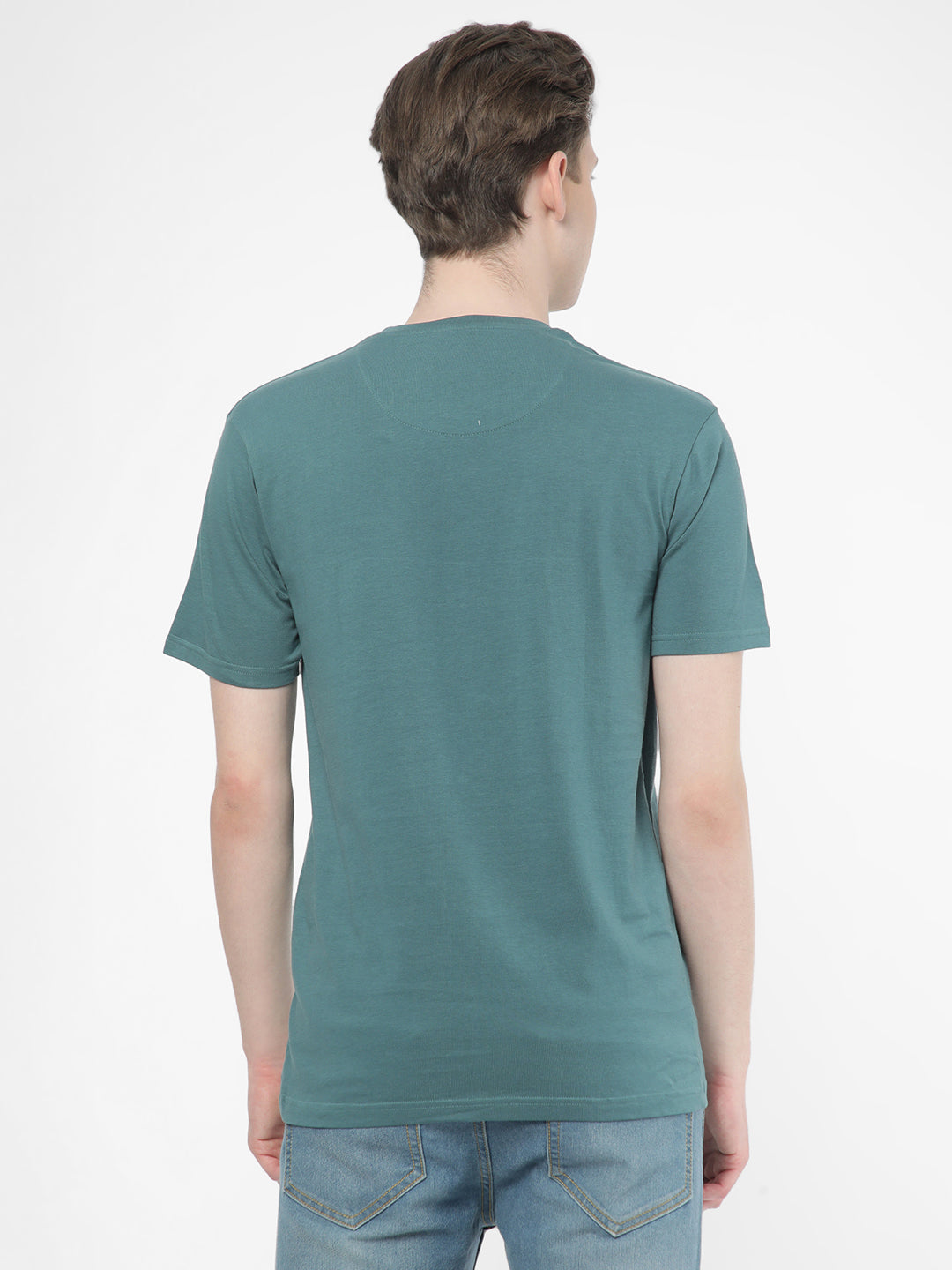 Cotstyle Cotton Fabrics Round Neck Short Length Plain Half Sleeve Casual & Daily Wear Men's T-Shirts -  Pack of 1 - Hydro Teal