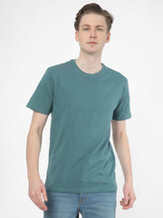 Cotstyle Cotton Fabrics Round Neck Short Length Plain Half Sleeve Casual & Daily Wear Men's T-Shirts -  Pack of 1 - Hydro Teal