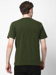 Cotstyle Cotton Fabrics Round Neck Short Length Plain Half Sleeve Casual & Daily Wear Men's T-Shirts -  Pack of 1 - Rifle Green