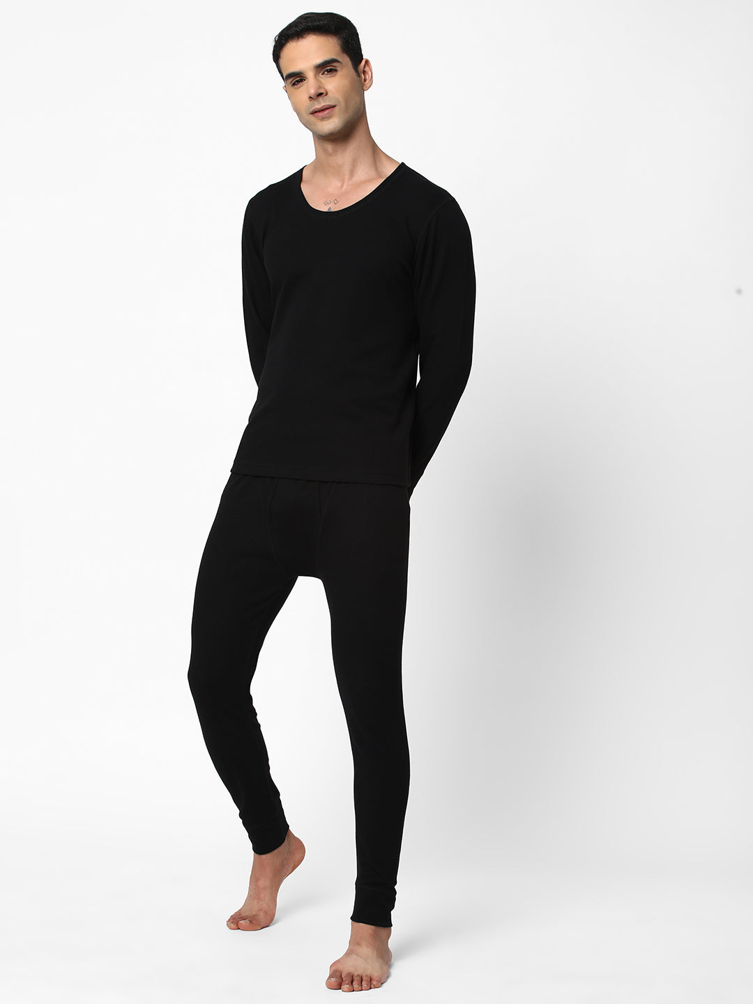Cloth Innerware Cotstyle Men's Super Combed Cotton Fabric Top Innerwear Thermals, Blac