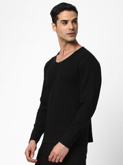 Cotstyle Men's Super Combed Cotton Fabric Top Innerwear Thermals, Black-Pack of 1, Style no.TH2100
