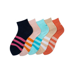 Young Wings Women's Multi Colour Cotton Fabric Design Ankle Length Socks - Pack of 5, Style no. W1-4002 N