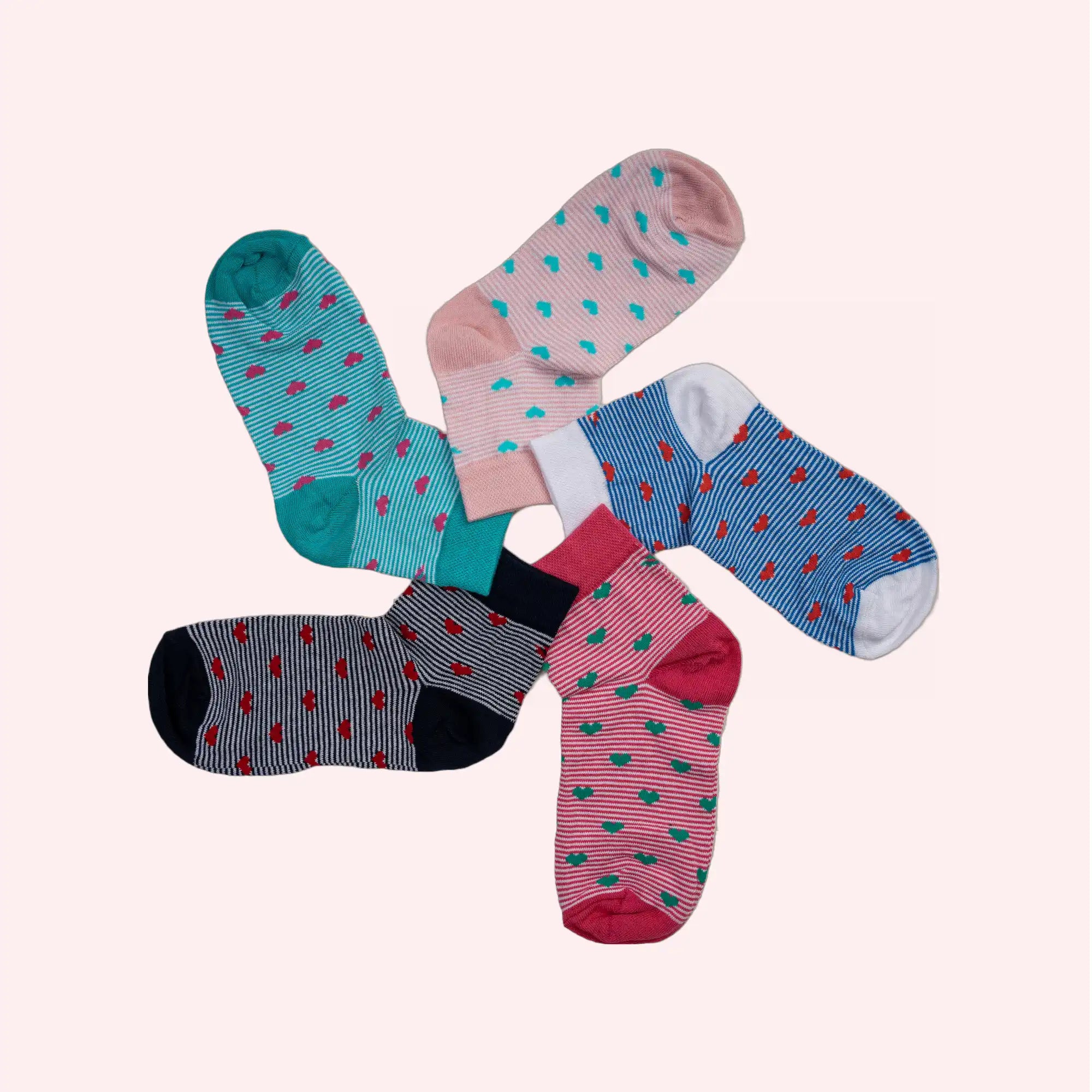 Young Wings Women's Multi Colour Cotton Fabric Design Ankle Length Socks - Pack of 5, Style no. W1-4007 N