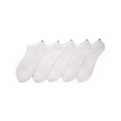 Young Wings Women's White Colour Cotton Fabric Design Low Ankle Length Socks - Pack of 5, Style no. 6101-W