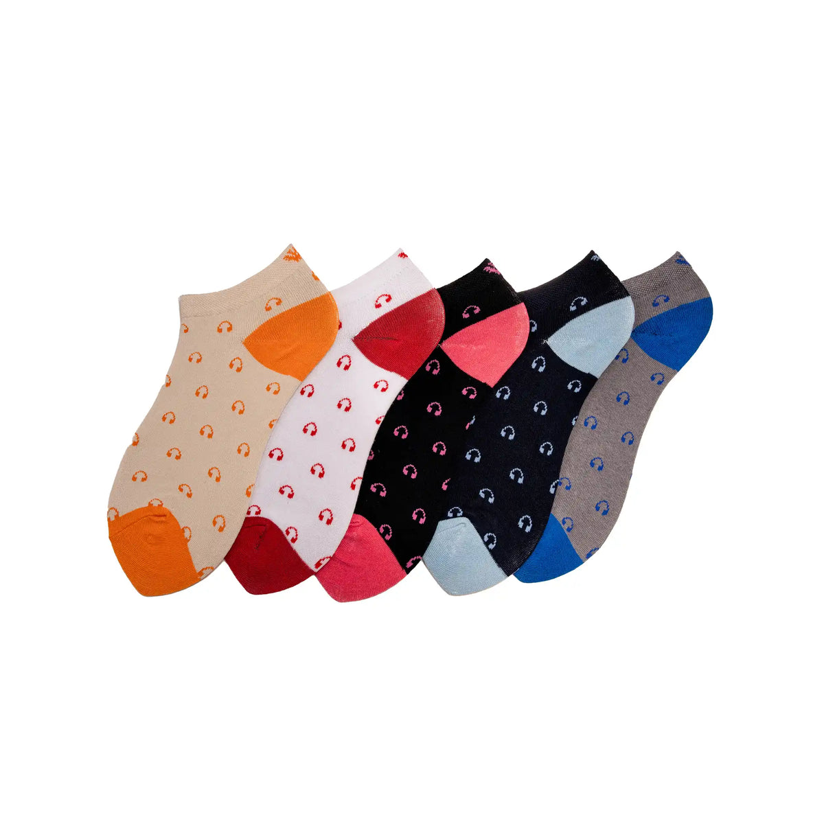 Young Wings Women's Multi Colour Cotton Fabric Design Low Ankle Length Socks - Pack of 5, Style no. 6106-W